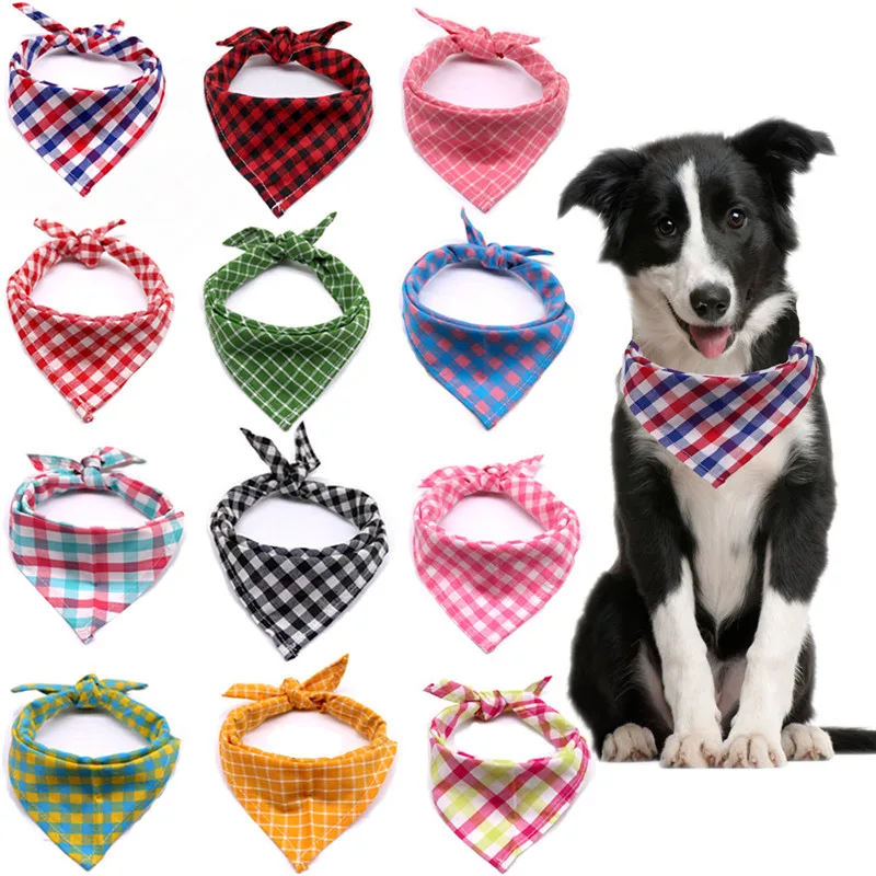 Fashion Plaid Pet Dog Triangular Bandage for Small Large Dogs Puppy Big Dog Cat Bib Scarf Bandanas Mascotas Accessories Supplies