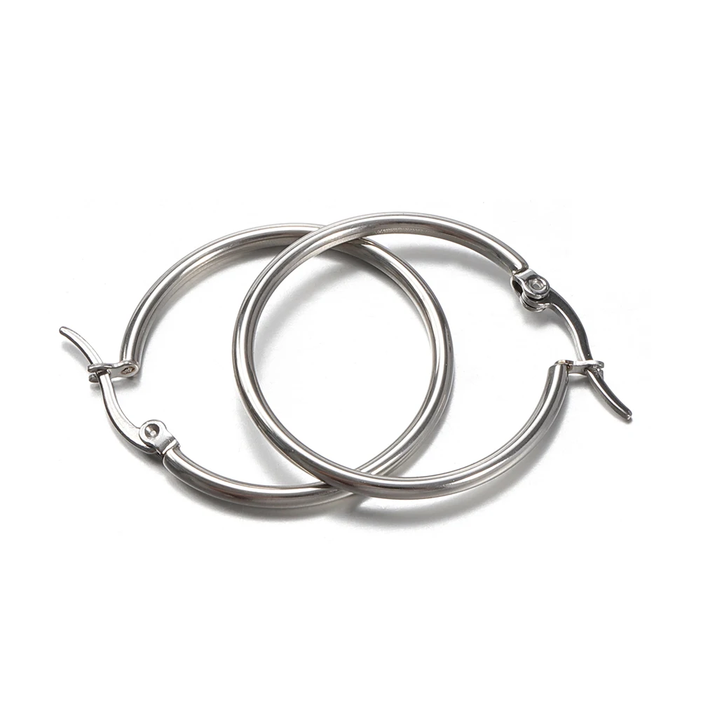 10pcs Stainless Steel Black Open Circle Earrings Hooks 15-30mm Loop Base