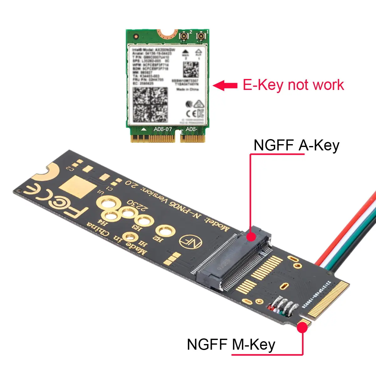 CY A/E-Key Wireless NGFF WiFi Card to M.2 NGFF Key-M NVME SSD Adapter for AX200 Wifi 6 Bluetooth 5.1