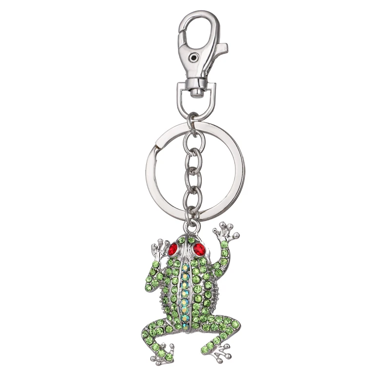 2021 new cute and beautiful rhinestone crystal green frog wallet bag keychain birthday party gift