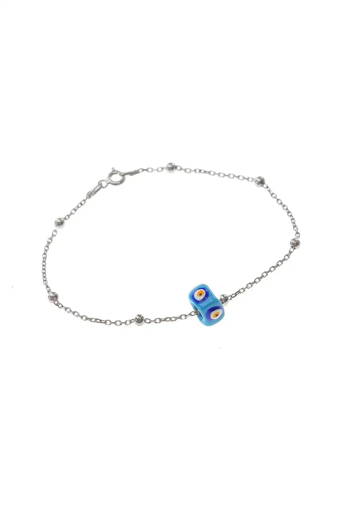 Women Silver Cabochons Turquoise Gemstone Ball Ball Bracelet SGTL8519-RODAJ