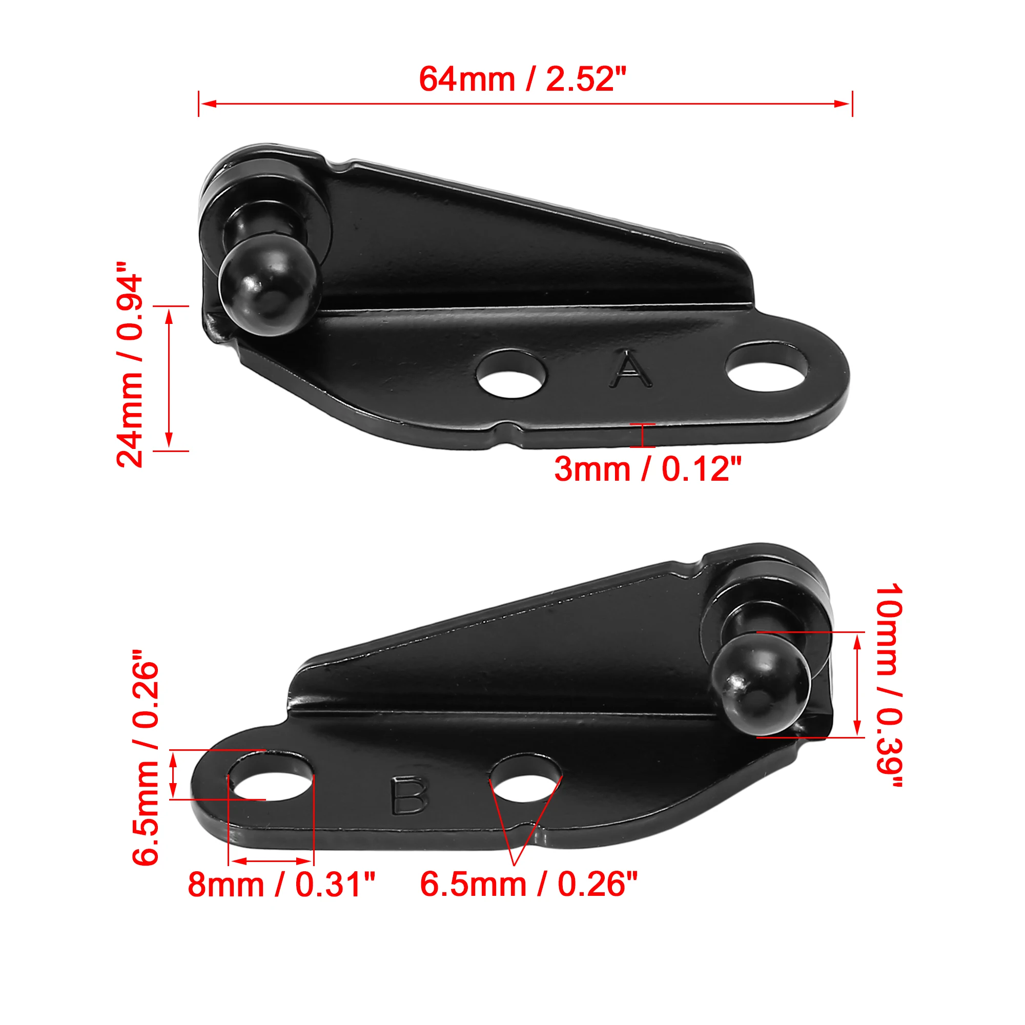 X Autohaux Pair 10mm Car Ball Studs Gas Shock Struts Mounting Brackets Connector for Gas Spring End Fitting Shocks 64x22x24mm