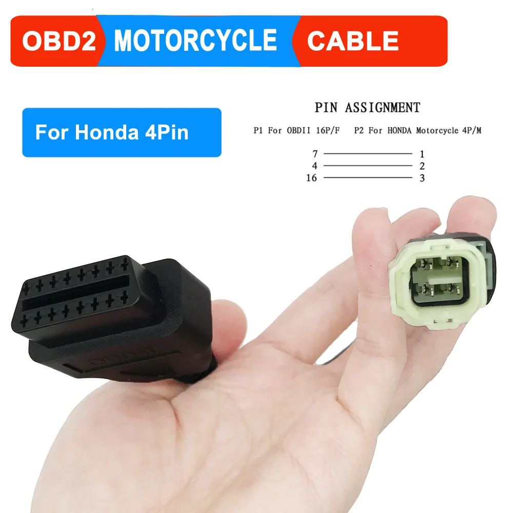 OBD Motorcycle Cable For Honda 4 Pin/6pin Plug Cable Diagnostic Cable 4Pin to OBD2 16 pin Adapter