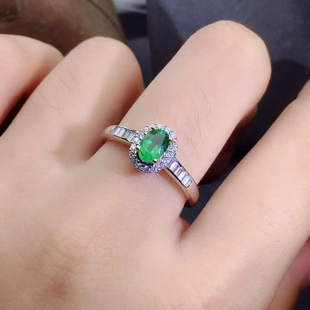 KJJEAXCMY fine jewelry natural Emerald 925 sterling silver new adjustable gemstone women ring support test classic elegant