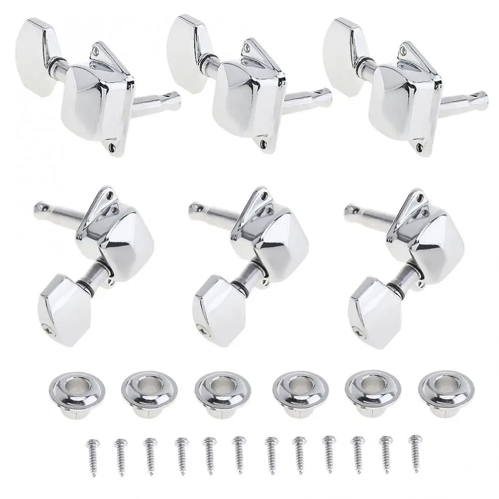 

6pcs Guitar Tuning Pegs Tuner 3R+3L/ 6R Semicircle All Closed Machine Head for Acoustic Folk Guitar Musical Accessories