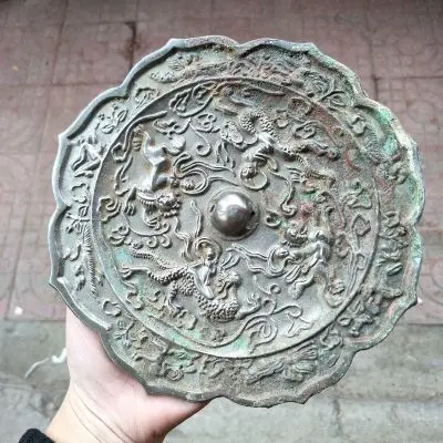 

Exquisite Antique Four Sacred Animals Bronze Mirror Home Decoration
