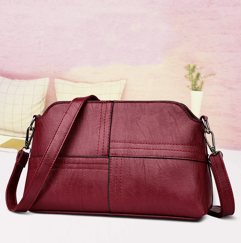 Neue Casual Mama Messenger Bags Umhängetasche PU Leder Schwarz Handtaschen für Frauen Kleine Umhängetasche Geldbörse – Detail 13