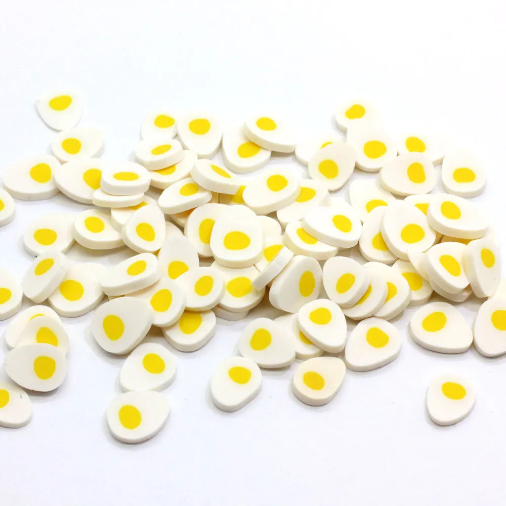 200g/50g  Factory Wholesale Polymer Clay Hardboiled Egg Slices Sprinkles Fried Egg Polymer Clay Slice Sprinkles Nail Art