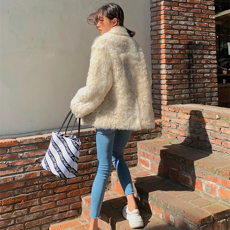 

Winter Sheep Shearing Real Fur Coat Leather Jacket for Women Clothes 2020 Manteau Femme 180214 YY880