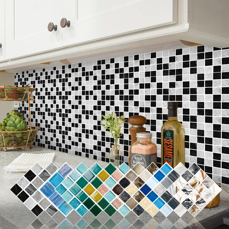 

Mosaic wallpaper high temperature resistant paste self-adhesive wallpaper waterproof bathroom kitchen wall stickers home decorat