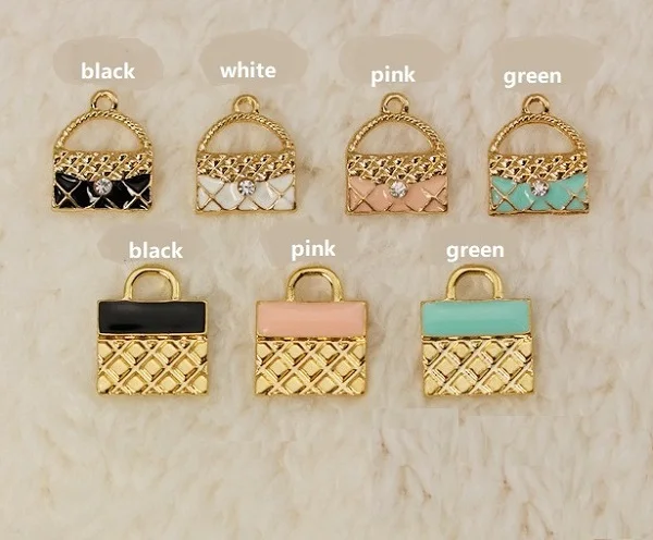 

100pcs 13* 15mm cute Point drill fashion bag alloy small pendant diy necklace earrings accessories