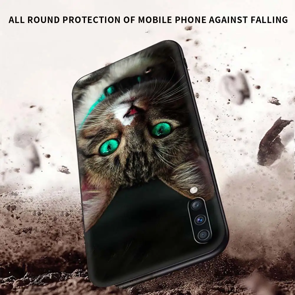Grappige Kitten Kat Telefoon Geval Voor Samsung Galaxy A51 A71 A21S A03s A13 A33 A53 A11 A31 A52 A41 A32 5G A01 Siliconen Zwarte Cover