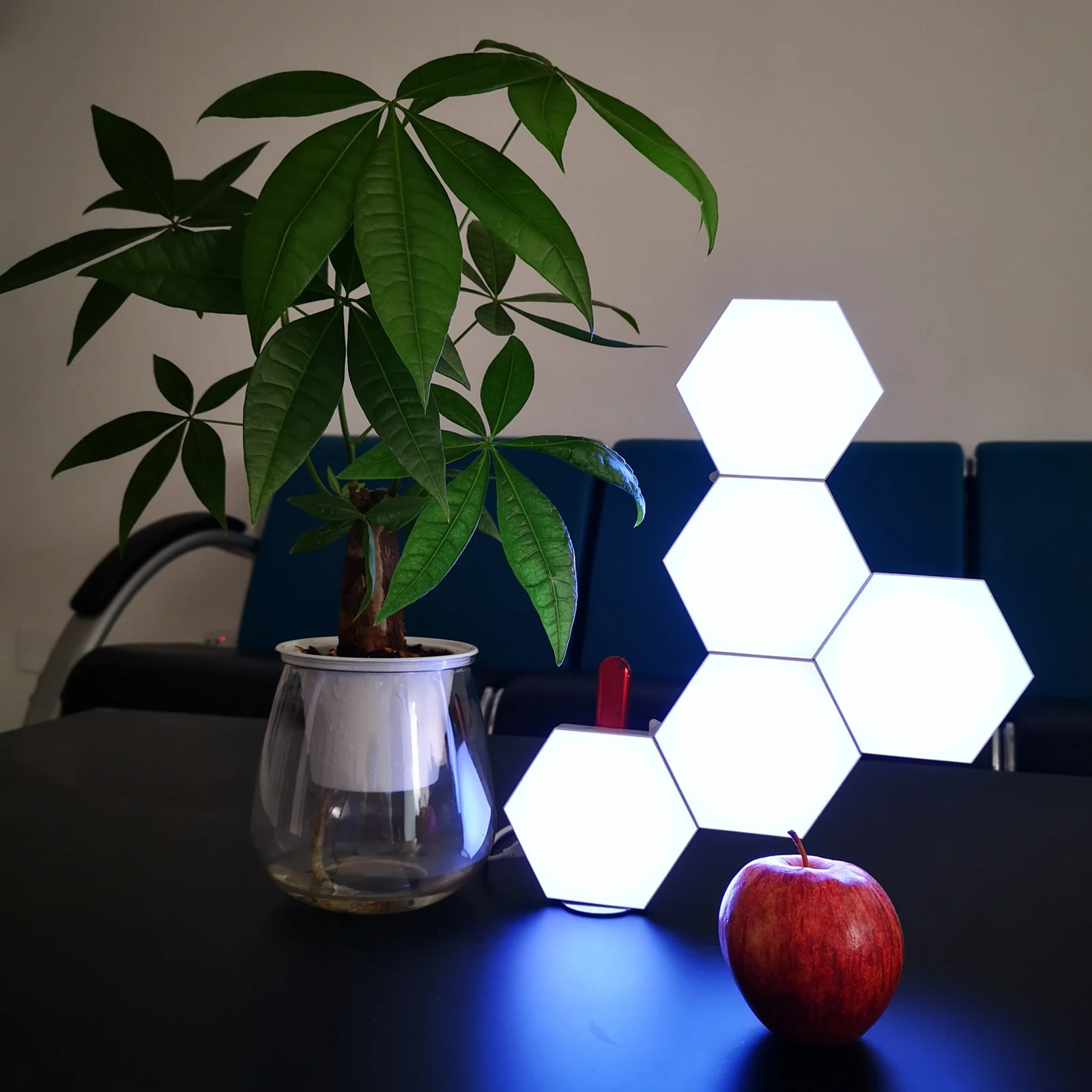 Modern Hexagon Simple White Touch Wall Lamp,Fancy Indoor Lighting,Desk Table Led Night Light for Room Iiving Bedroom Decoration