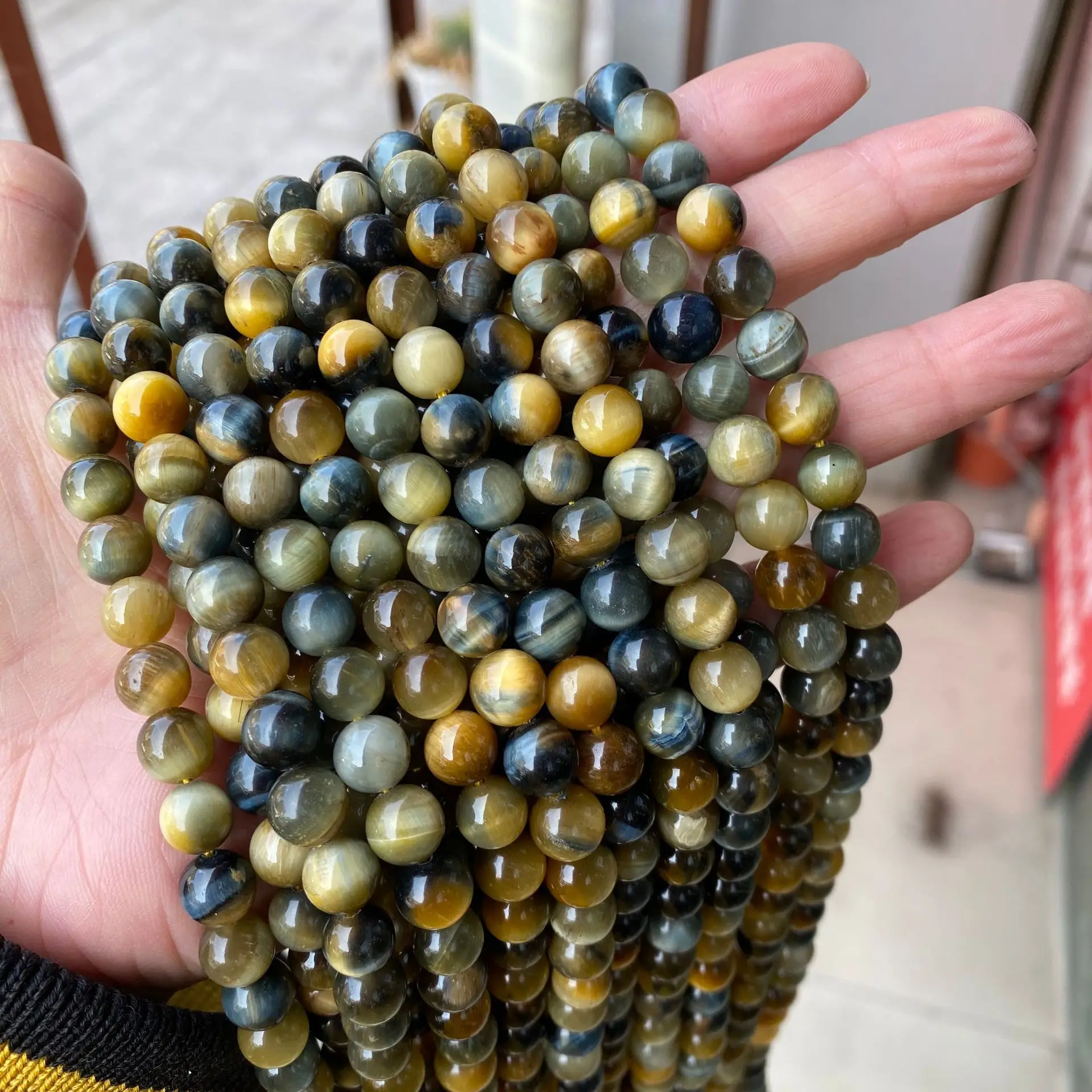 4/6/8/10/12mm High Quality Natural Dream Tiger Eye Stone Beads Round Loose Yellow Blue Tiger Eye Stone Beads For Jewelry Making