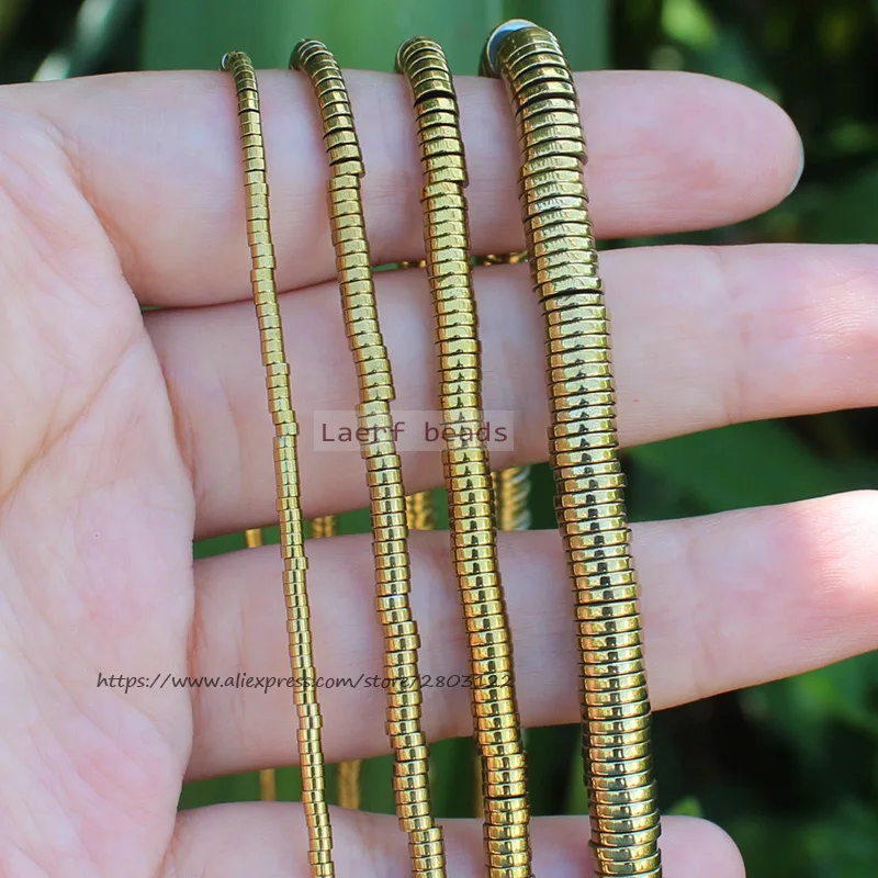 Natural Hematite SmoothGold HaiXi/Disc Shape1x2-6mm Loose beads 15inch/38cm,For DIY Jewelry making !