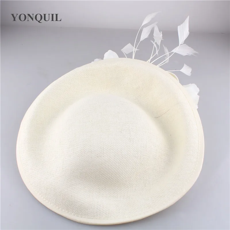 Beige Cocktailhut mit Blume Hochzeit Haarschmuck Kentucky Derby Fascinator Kopfbedeckung Hochwertiges Leinenimitat SYF666 – Detail 14