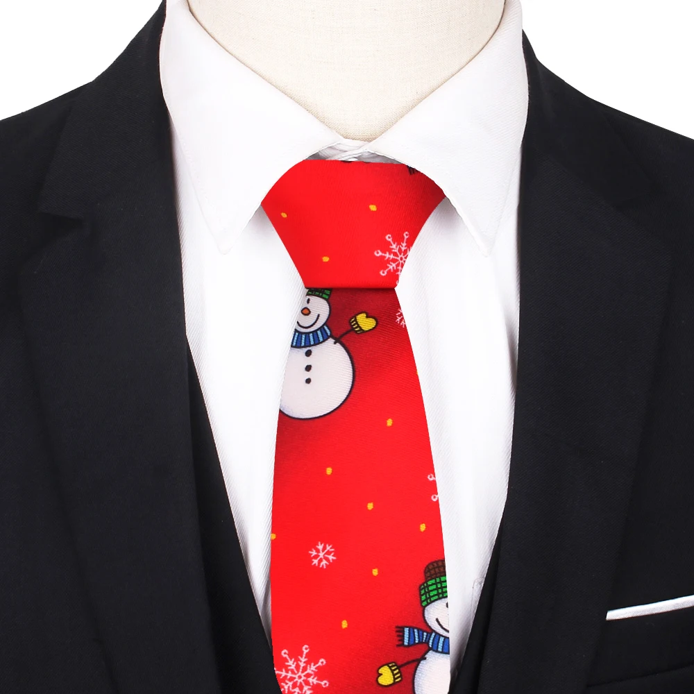 Snowman Print Neck Ties For Men Women Christmas Necktie For Boys Girls Christmas Tree Tie Santa Claus Necktie For Gifts Gravatas