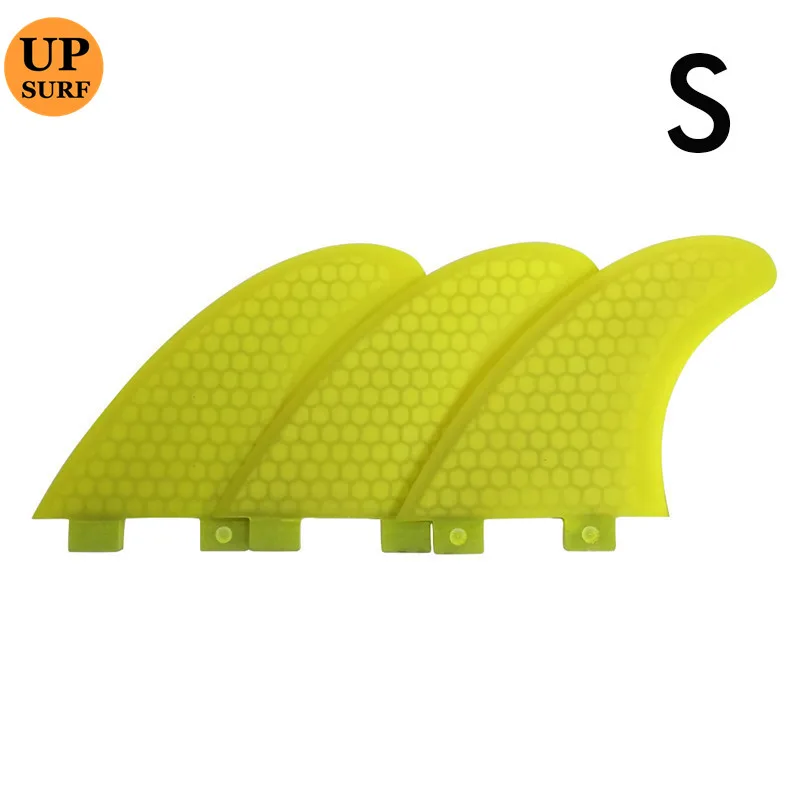 

UPSURF FCS Sup Board Fins Double Tabs S/M/L three fins SUP fiberglass honeycomb M size surfboard fin Yellow Color Fins