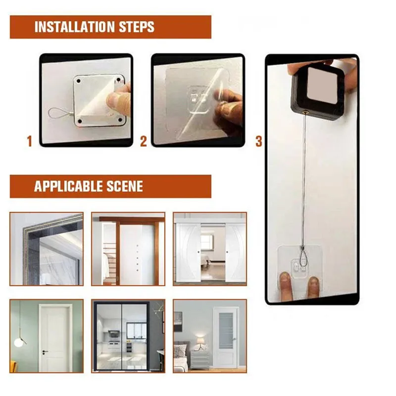 Homoyoyo Automatic Retractable Cable Door Closer - Anti-Pinch Drawstring Closer For Home & Office Doors