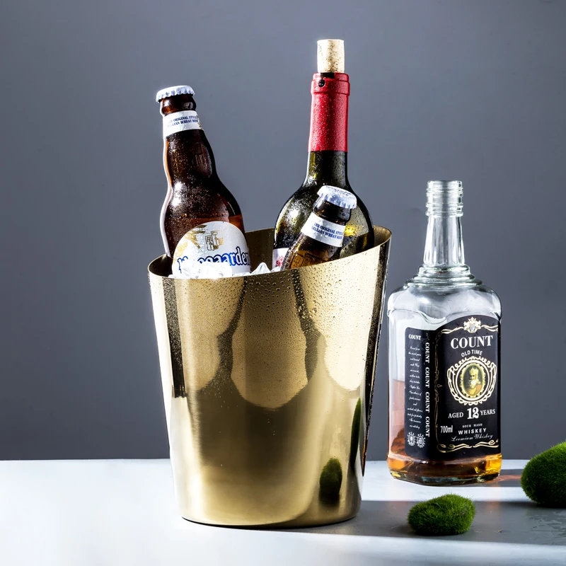 

Stainless Steel Ice Bucket Beer Wine Whiskey Chiller Bar Tools Champagne Wine Cooler Barrel Wine Holder Freeze Bottle Bucket