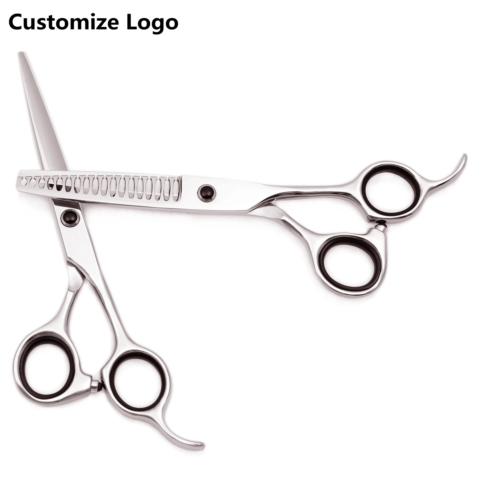 

6'' Customize Logo Hair Cutting Scissors Barber 8 Teeth Fishbone Thinning Shears Professional Hairdressing Scissors 440C C2004