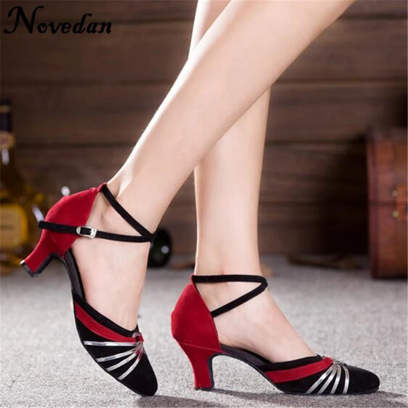 Women Ladies Ballroom Modern Dance Shoes Closed Toe Indoor Dancing Shoes Tango Salsa Performance Heels 5.5cm