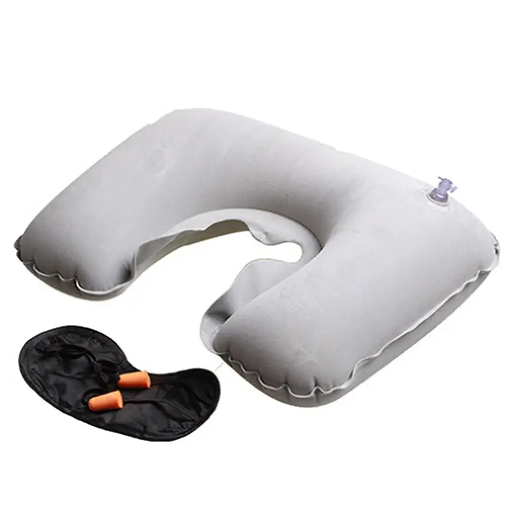 Travel Inflatable Neck Rest Air Cushion Summer U Shaped Pillow + Eye Masks + Ear Plugs Neck Pillow Interior Accessories