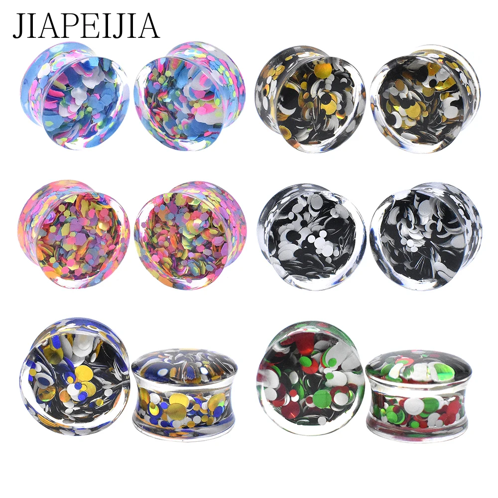 6-30mm Colourful Acrylic Ear Gauges Tunnels and Plug Expander Studs Stretching Body Piercing Jewelry