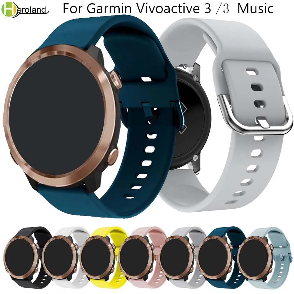 

20mm Watch strap For Garmin vivoactive 3 music/Vivoactive HR/vivoactive 5/Forerunner 645 245 245M Sport silicon Smart Wristband