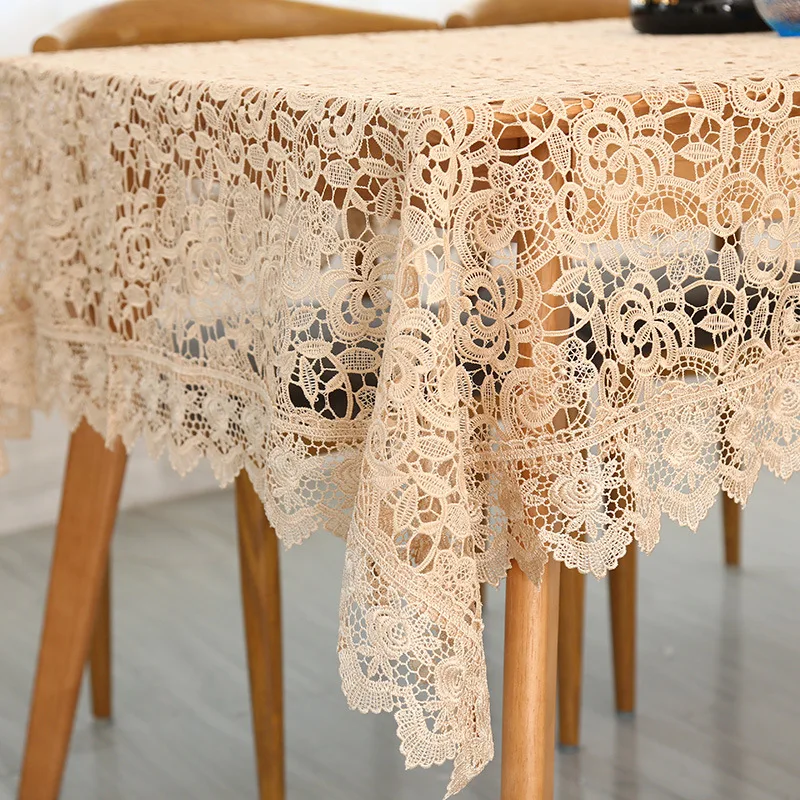 Pastoral style embroidery flower  tablecloth high-grade elegant lace hollowed-out simple tea table wine red TV cabinet cover