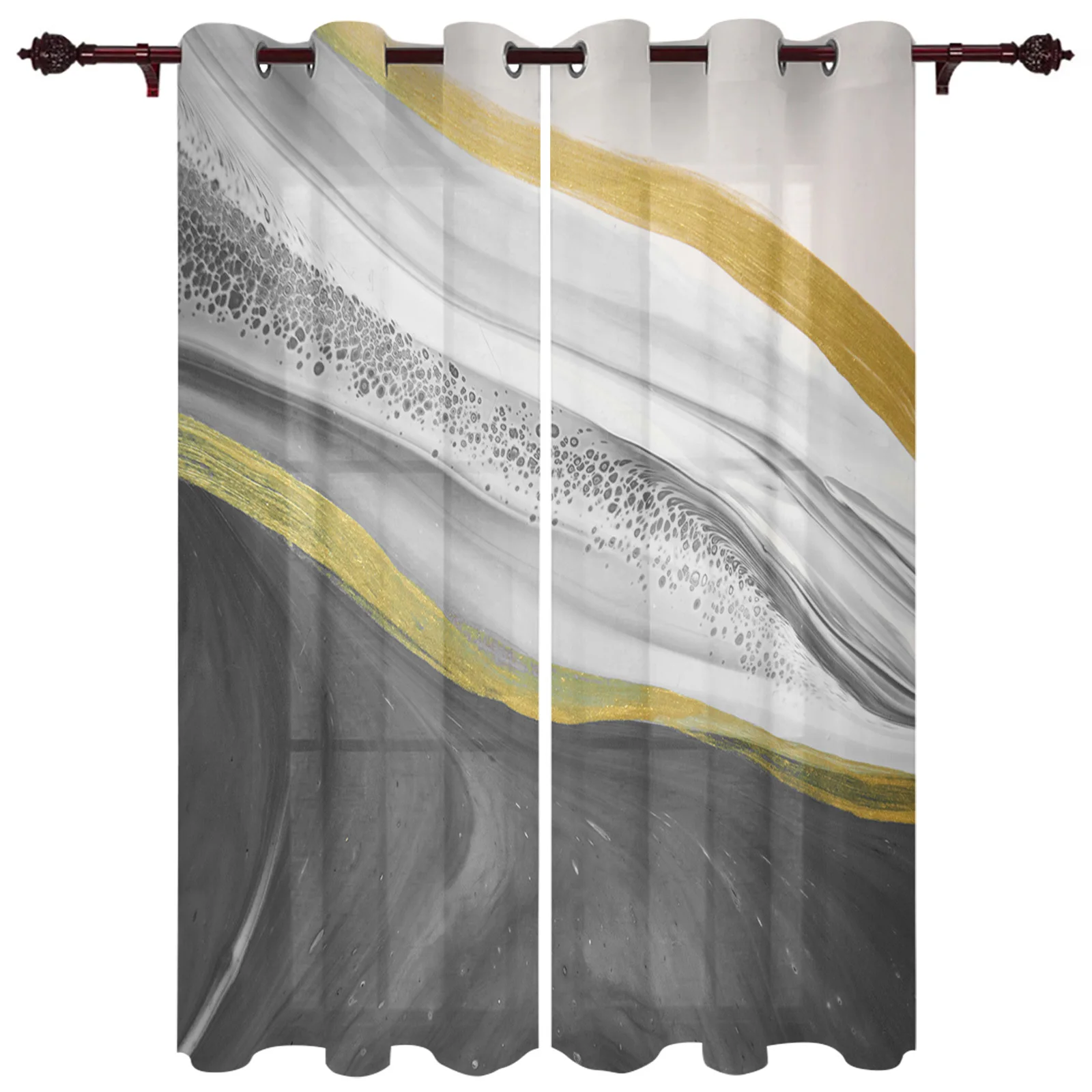 Grey Gradient Marbling Kitchen Curtain Kids Bedroom Living Room Balcony French Windows Curtain Fabric Pergola Bathroom