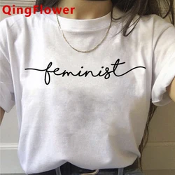 Feminist Feminism Girls Just Wanna Have Fundamental Human Rights t shirt women aesthetic casual 2021 white t shirt