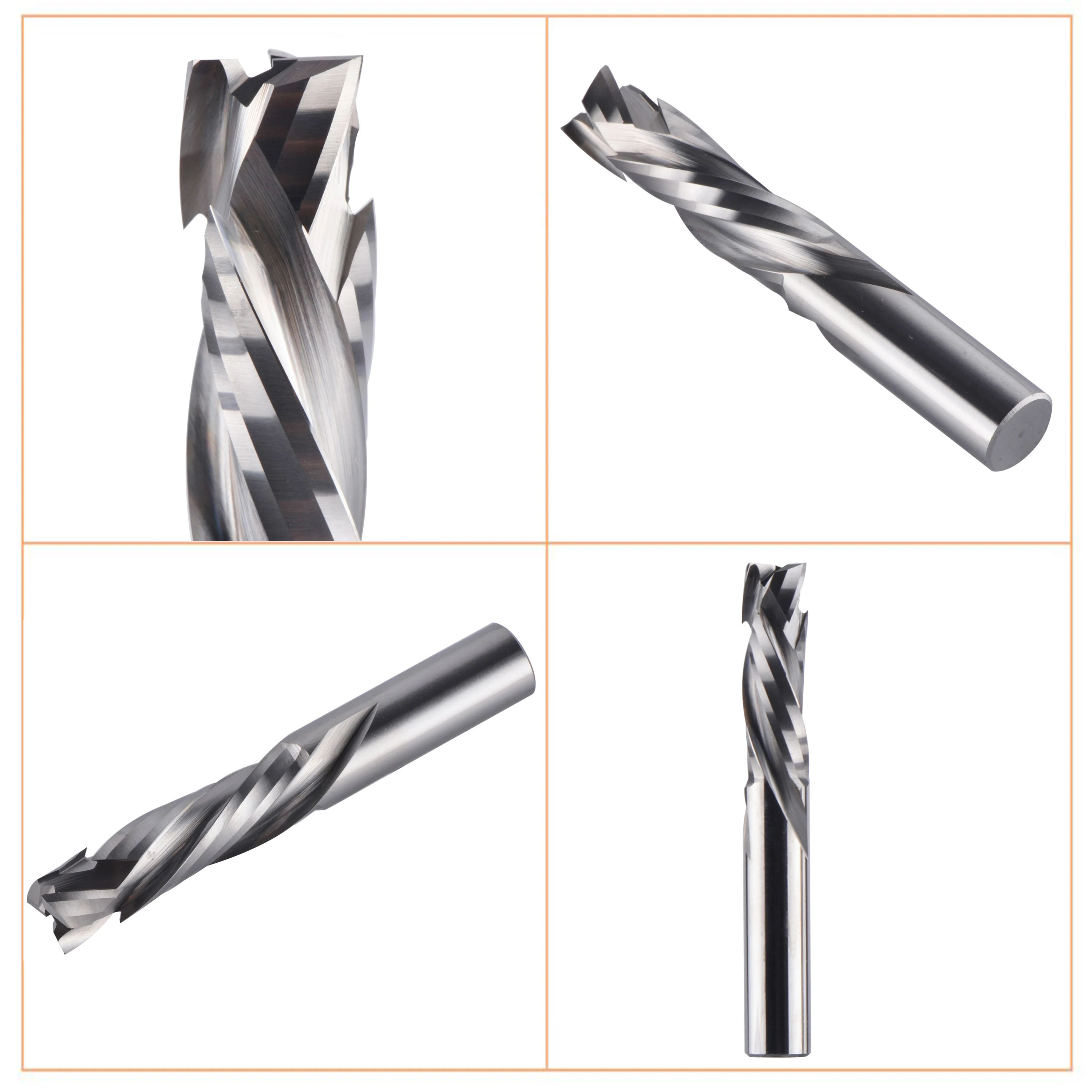 Dreanique Compression Milling Cutter Woodworking Down Cut 3 Flutes Spiral CNC Tool Carbide End Mill Router Bits