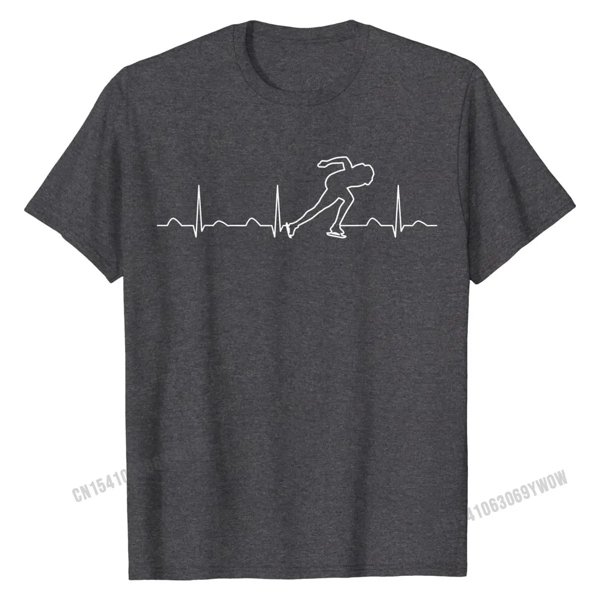 Speed Skating Heartbeat Shirt, Funny Cute Skater Love Gift Print Mens Top T-shirts Funky Cotton Tops & Tees Fitness Tight