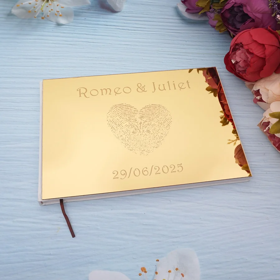 25x18cm Heart Design Personalized Wedding Custom Signature Guestbook Acrylic Mirror Reception Book Party Favors