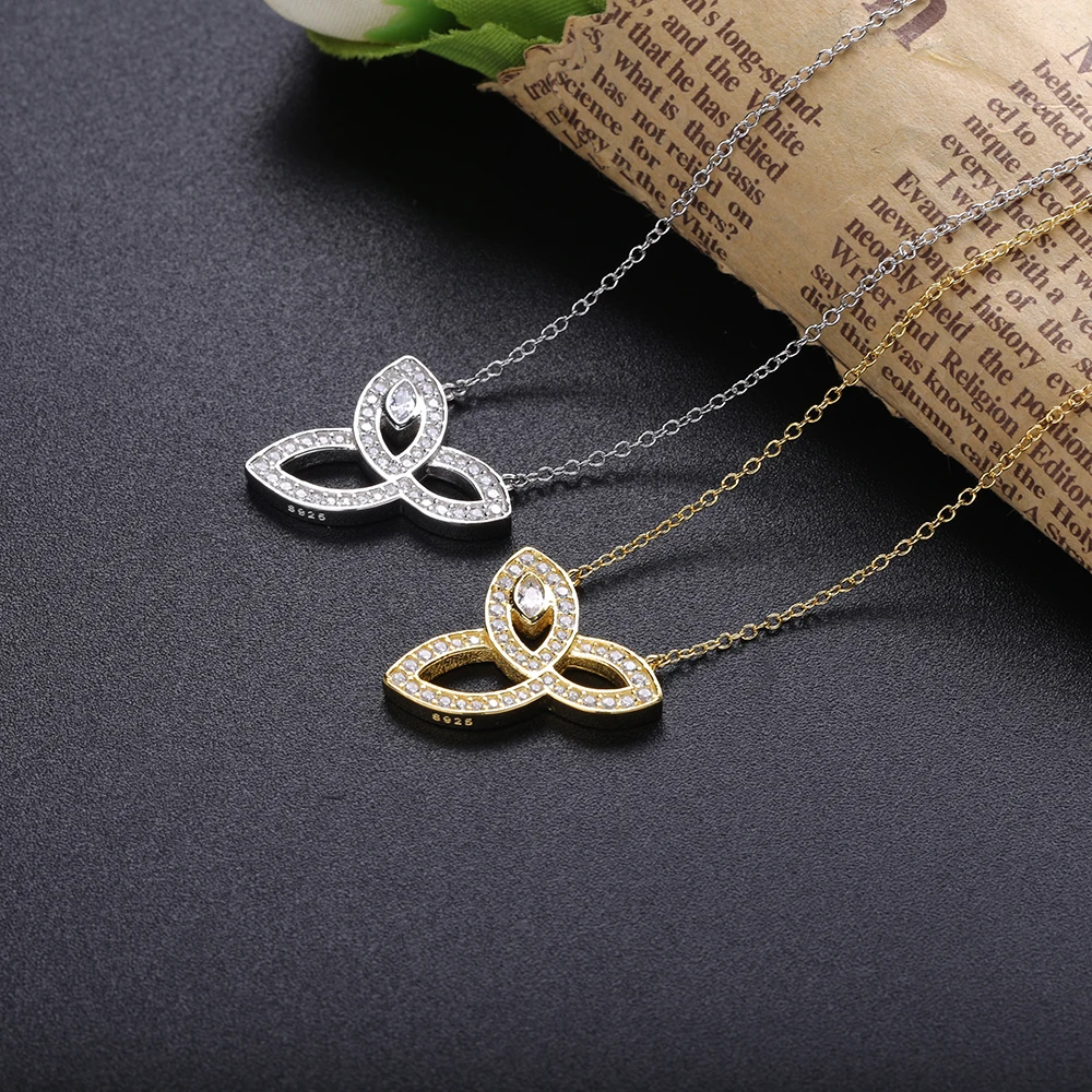 SHADOWHUNTERS Argent 925 Sterling Silver Three Leaves Pendant CZ Necklaces 925 Silver Women Party Fashion Jewelry Women Gift