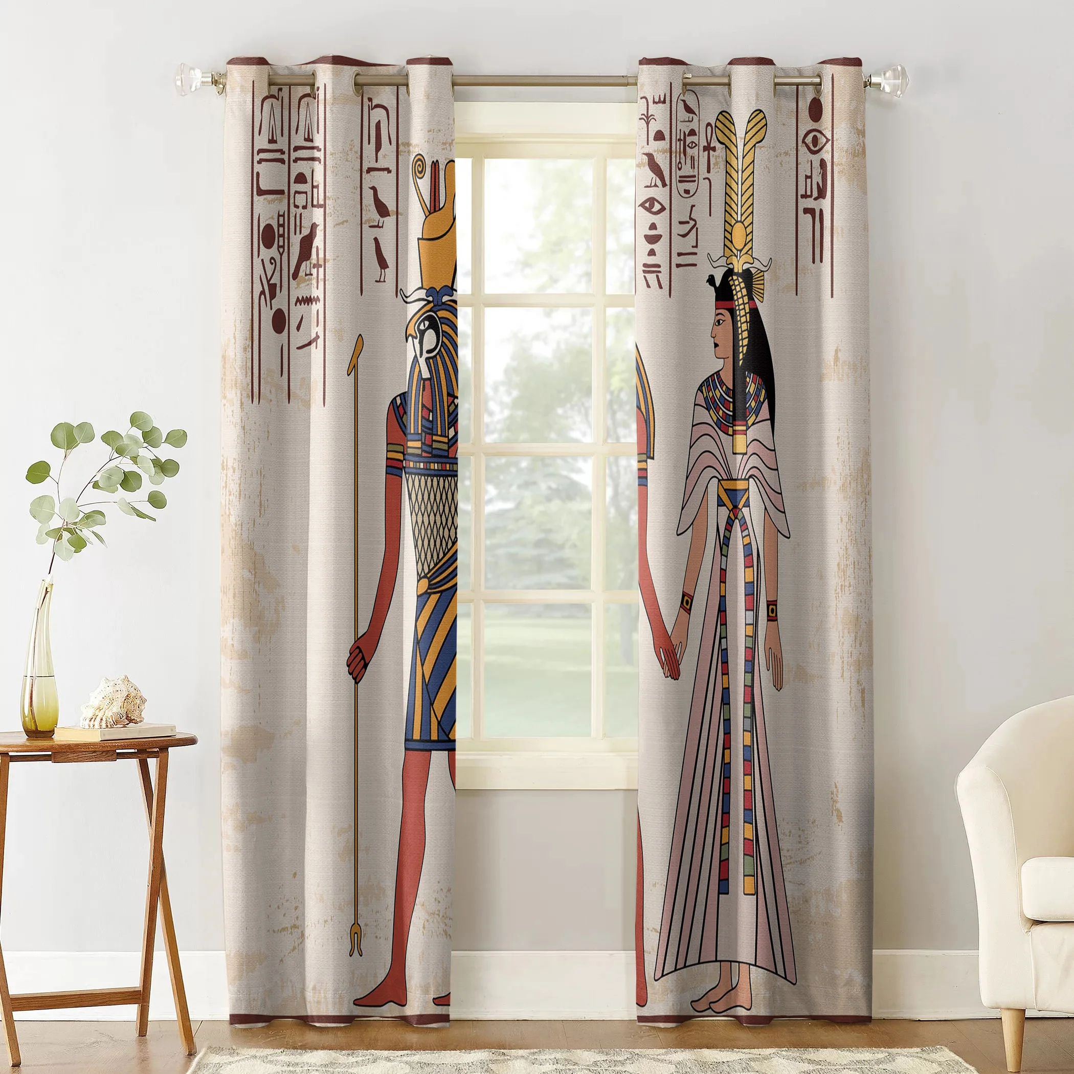 Egyptian Pictorial Pharaoh Culture Legend Window Treatments Curtains Valance Living Room Curtain Rod Bedroom Outdoor Drapes Kids