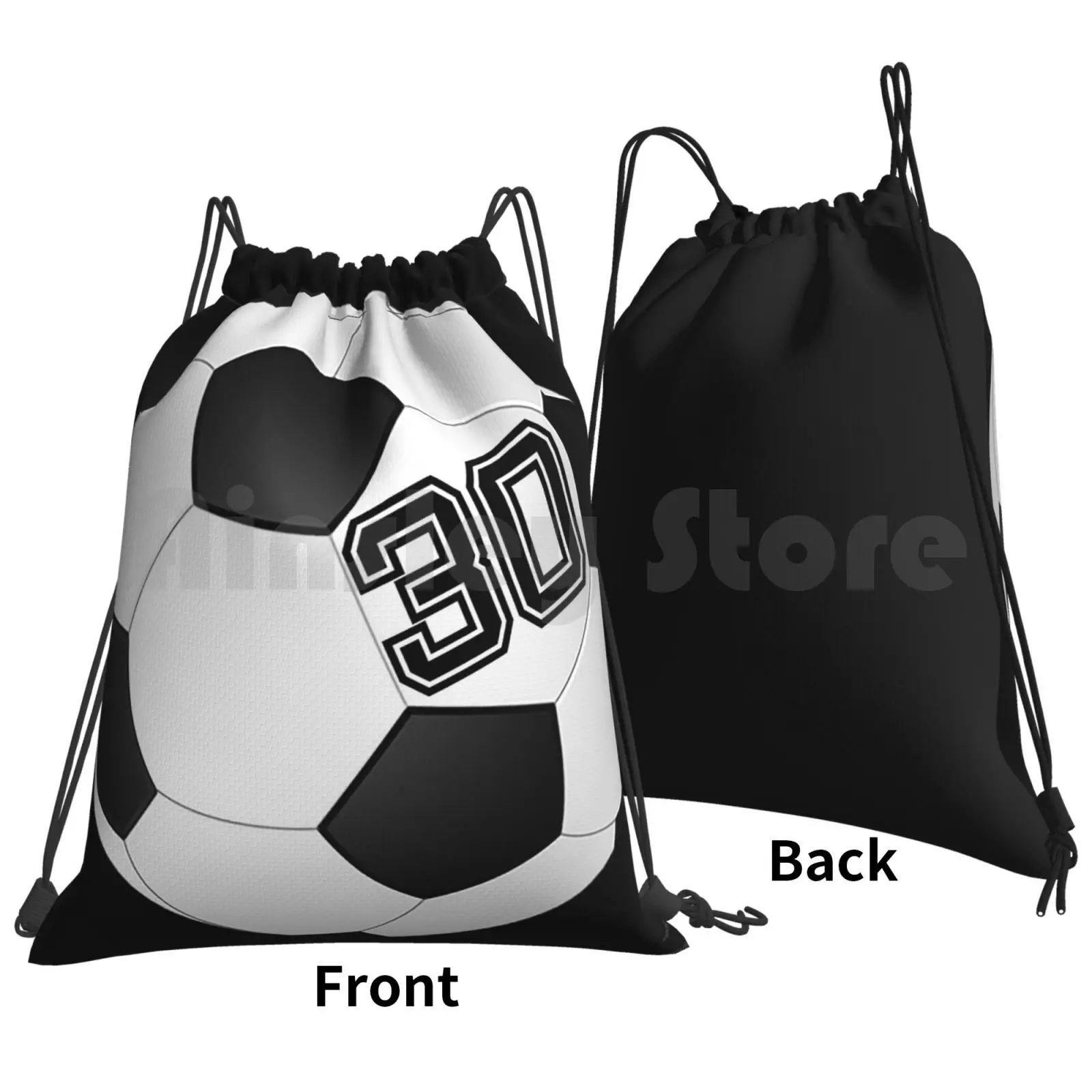 Football Soccer Player Jersey No 30 Back Number #30 Ball Sport Sticker Gift Backpack Drawstring Bags Gym Bag Waterproof