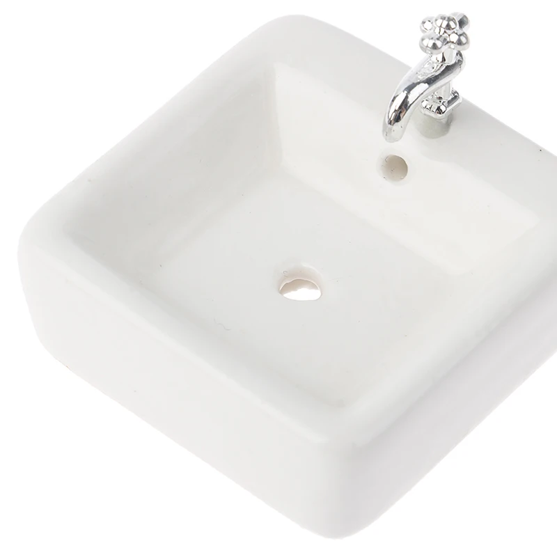 Lavabo de salle de bain Miniature 1:12, maison de poupée, évier en céramique, modèle accessoires jouets