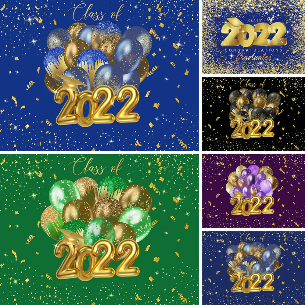 

Congratulations Graduationes Class Of 2022 Photography Backdrops Balloon Ribbon Decoration Congrats Graduates Party Background