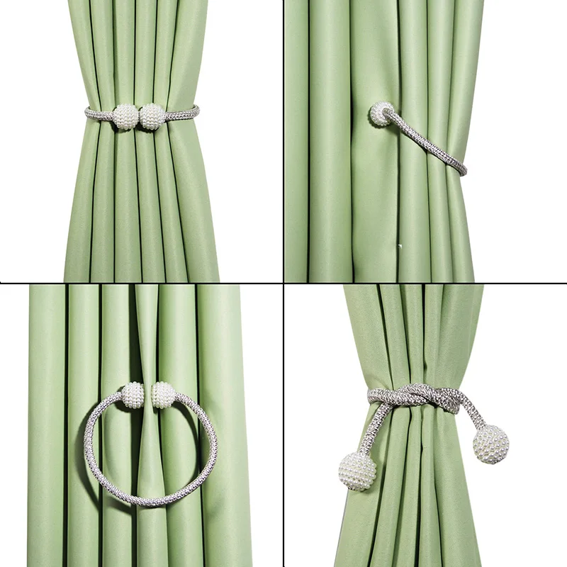 Magnetic Curtain Clips Interior Decoration Curtain Clips Pearl Balls Buckles Rope Tie Rods Home Decoration Hanging Balls Tie Rod