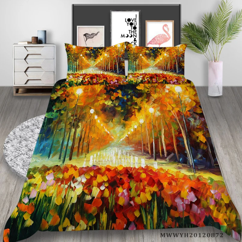 

Luxury Bedding Sets King Size Oil Painting Print Duvet Cover Set 2/3 Pcs Highend Bedclothes Creative Bed Gift