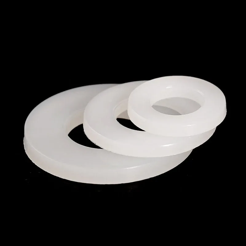 M2-M20 White Hard Plastic Nylon Washer Flat Spacer Seals Washer Gasket Ring Non-transparent Thickness 0.5/1/1.5/2/2.5/3mm