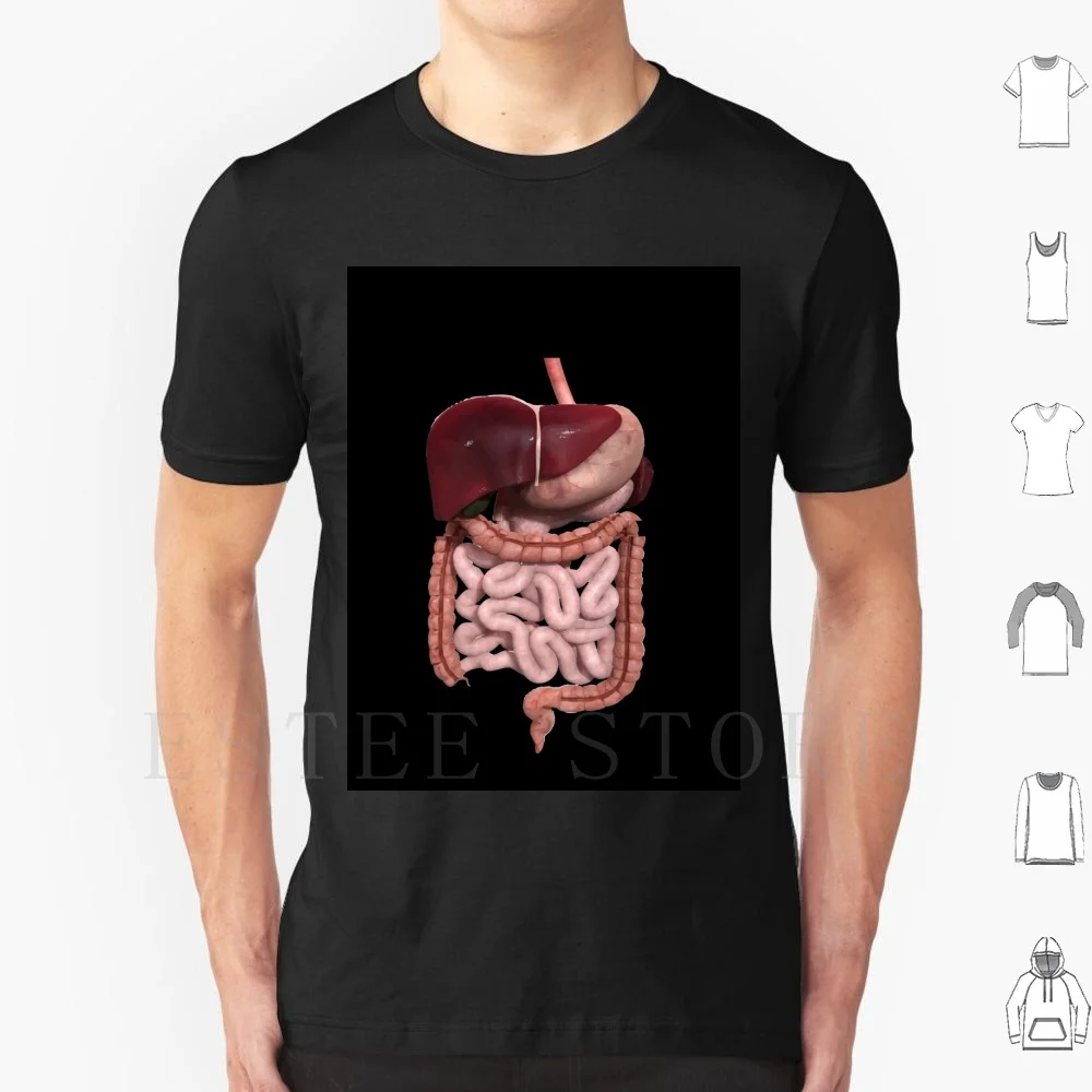 Digestive System 3d T Shirt Print Cotton Digestive System 3d Cartoon Artist Designer Vector Vectorial Scrubs Biology Medic