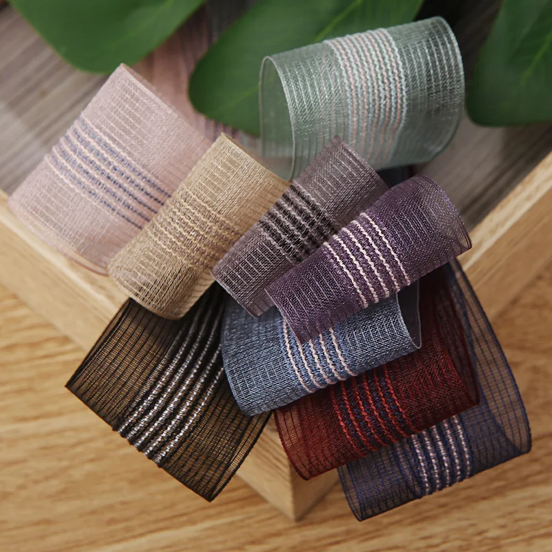 

Organza Ribbon Striped Snow Gauze Lace Trimming Tape CakeBox Packaging Decoration DIY Hair Bow Accessories Crafts 100Yards/Roll