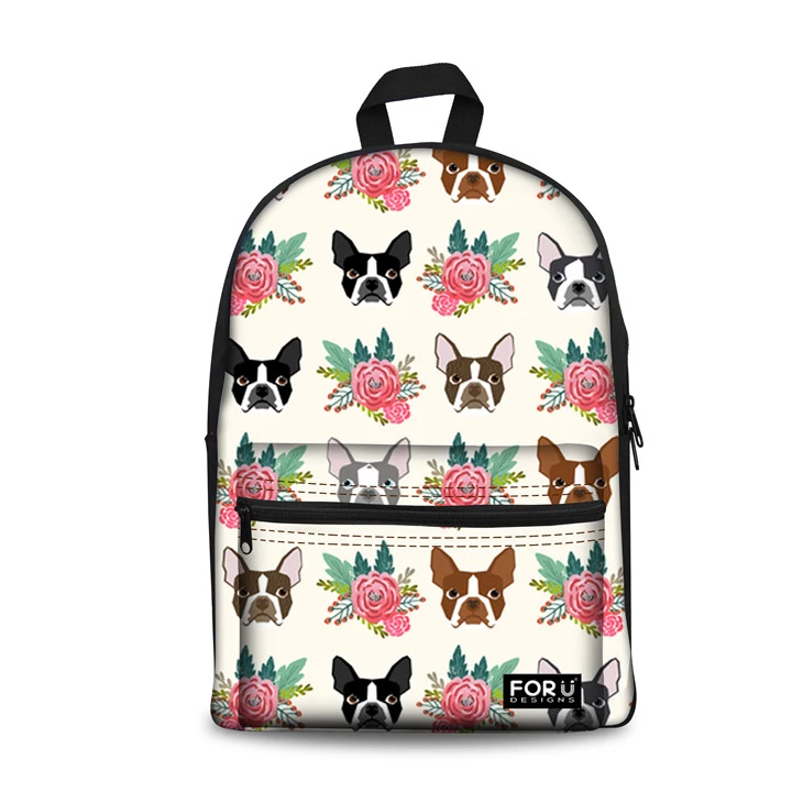 School Bags Backpack Schoolbag Boston Terrier Printing Children Backpacks for Girls School Satchel Kids Bag 17 Inch