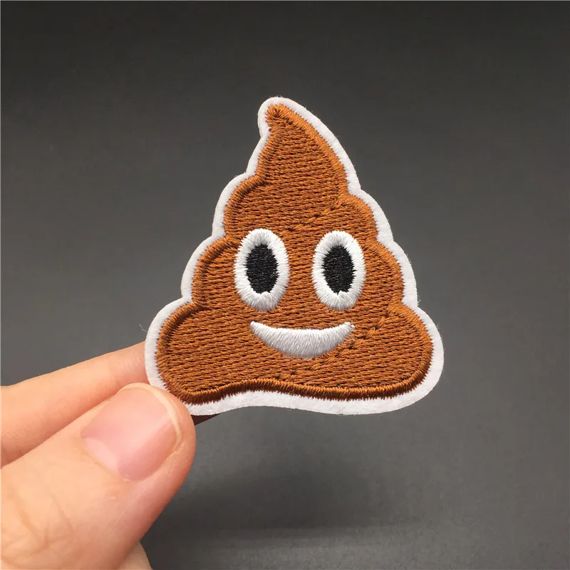 Smile Poo Size: 4.3x4.4cm DIY Patch Cloth Badges Cute Decorate Patches Sewing Iron On Ebroidered Applique For Clothes Jacket