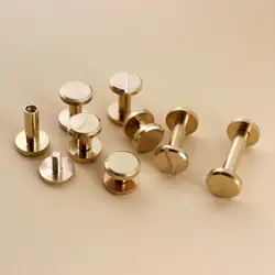 10pcs Solid Brass Binding Chicago Screws Nail Stud Rivets For Photo Album Leather Craft Studs Belt Wallet Fasteners 10mm cap