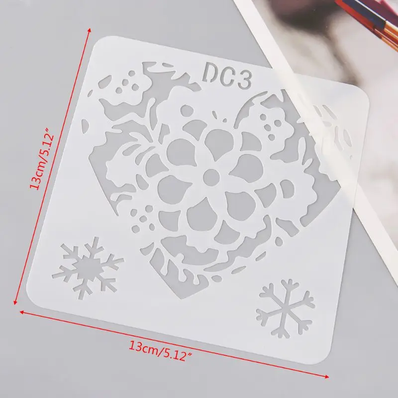 12Pcs Flower Heart Drawing Molds Plastic Children Painting Stencils DIY Paper Art Craft Card Label Scrapbook Toy