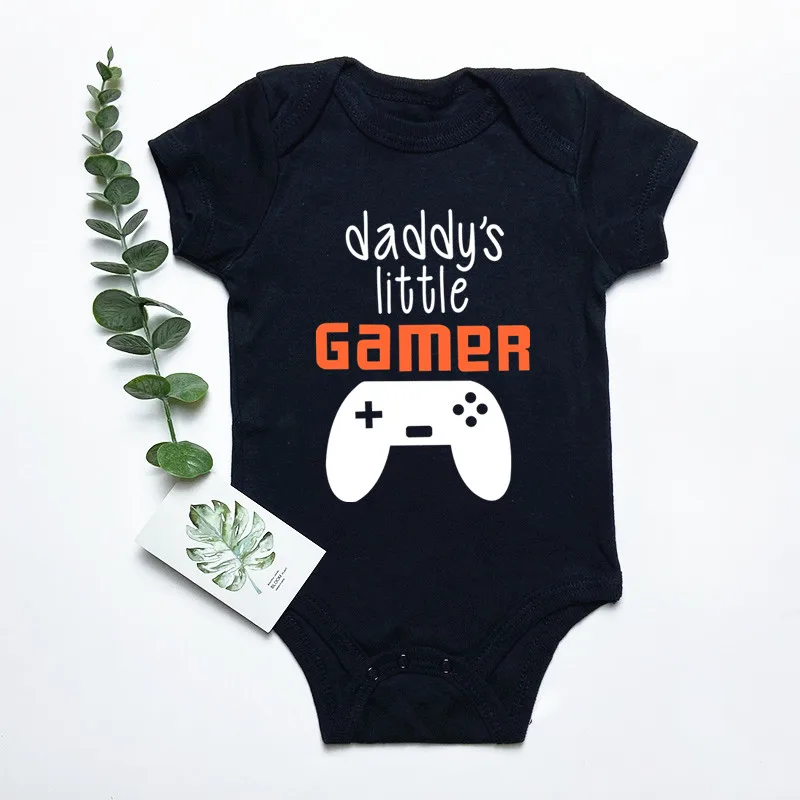 Daddy's Little Gamer Newborn Baby Bodysuit Casual Black Jumpsuits Baby Body Boys Girls Clothing Outfits 0-24M Drop Ship